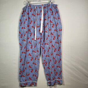 Pajama Mania Woman's Pull On Lounge Pant/PJ's Size XL Blue Winter Scene Cardinal